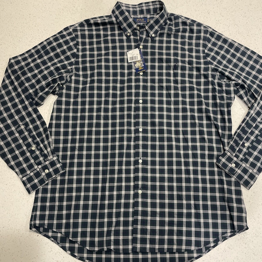 NEW Polo Ralph Lauren Classic Green Tartan Plaid Twill XXL Shirt NWT $125 msrp